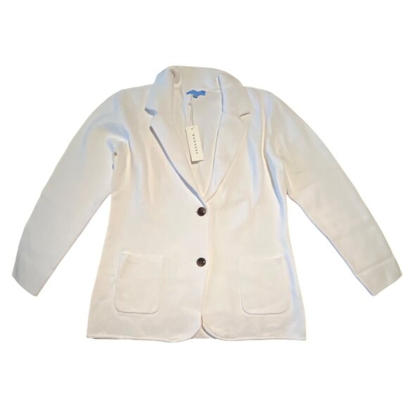 Burgess Jackets & Blazers - BURGESS Women's Milly Blazer Cotton Silk Knit Blazer Laser White X Large NWT